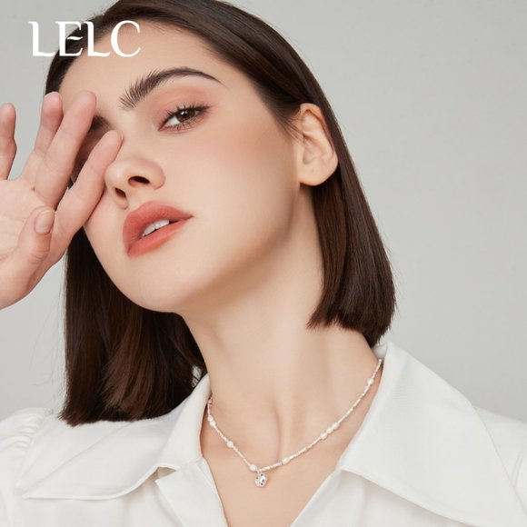 LELC Broken Silver Love Natural Pearl Necklace